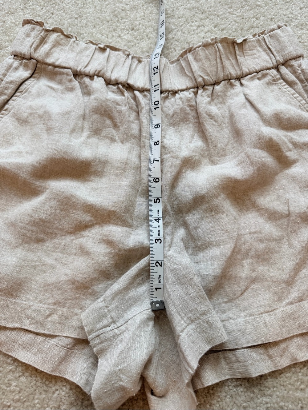 J.Crew Tropez 100% Linen Pull-On Shorts Natural Oatmeal Beige Size Large - Picture 9 of 11